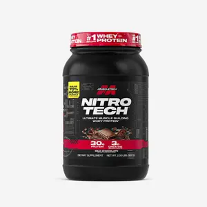 Muscletech Whey Protein Powder (1.5 Pound) - Nitro-Tech Ultimate Muscle Building Formula with Whey Protein Isolate & Peptides - 30g of Protein, 3g of Creatine & 6.8g of BCAA