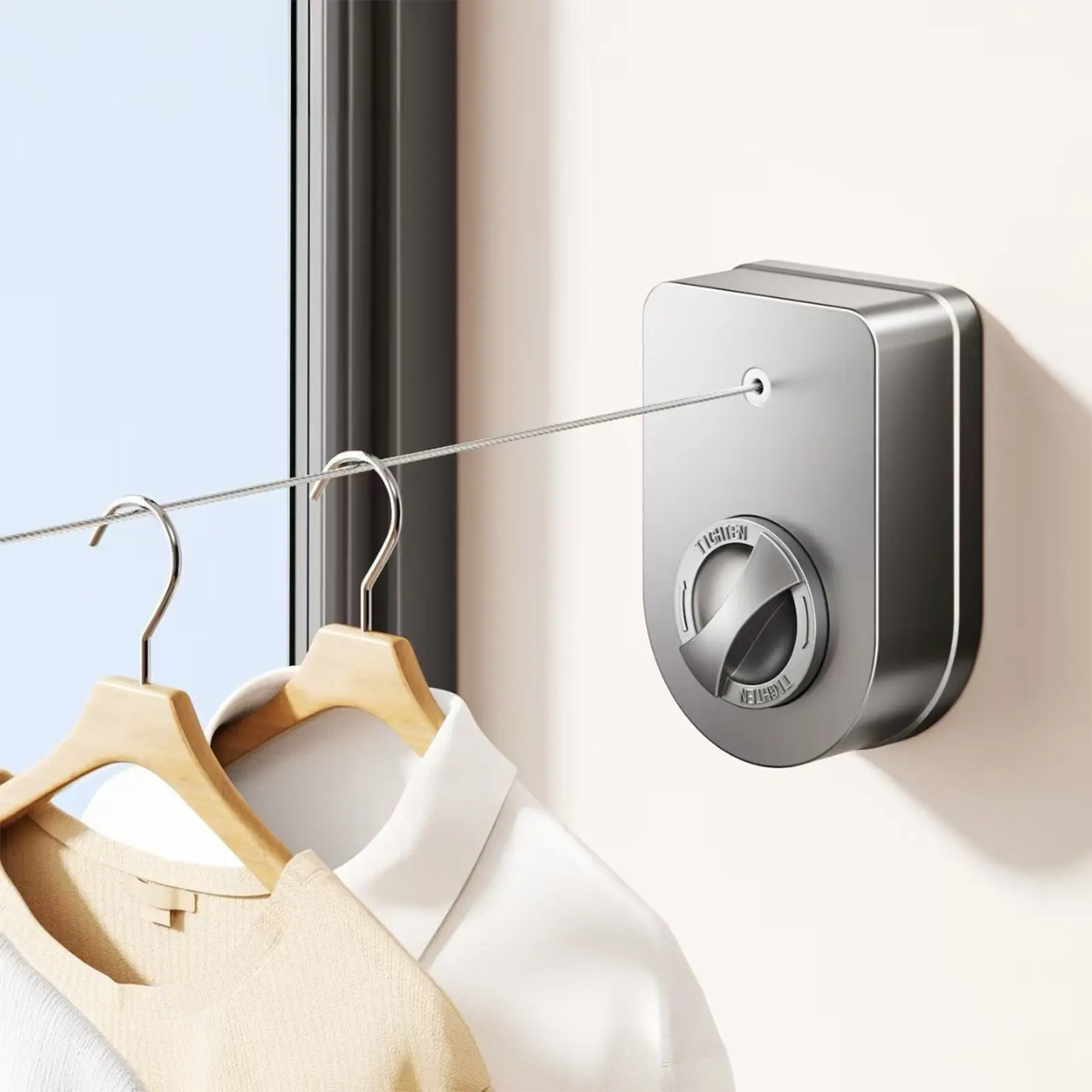 Retractable Invisible Wall Mounted Clothesline -Stainless Steel Non-Sagging Laundry Line with 10-15m Line & Box,  Home Supplies Accessory for Laundry Room, Indoor/Outdoor Use, Wall Mounted Clotheslines, Accessories, Household Invisible Clothesline