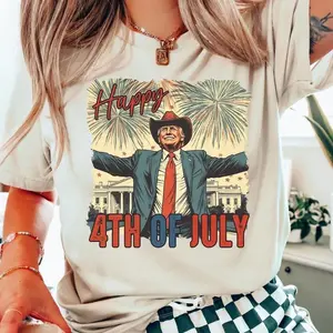 [Sale Up To 45%] Happy 4th Of July Trump Shirt, Independence Day Shirt, Trump 4th Of July T-Shirt Casual Cotton Top Gifts For Women and For Men
