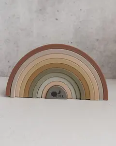 Silicone Rainbow Stacking Toy: Montessori Teether, Sensory Play