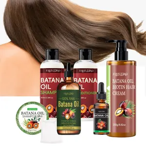 6-piece Batana hair clean and hair care set, Conditioner Bundle, deeply cleanses hair and provides moisture, suitable for home and outdoor use, including shampoo, conditioner, shampoo soap, hair mask, 30ml essential oil, and a foaming net