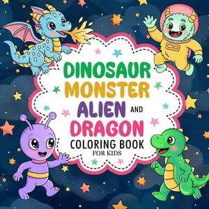 Dinosaur, Monster, Alien, and Dragon: Fantasy Coloring Book For Kids Ages 4-8 Paperback – October 12, 2025