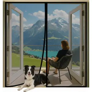 2026 Upgraded Extra-Large Magnetic Screen Door Curtain (200 × 200 cm / 79 × 79 in) – Reinforced PP Nano Mesh, Heavy-Duty Hands-Free Auto-Close, Wind-Resistant & Pet-Friendly Insect Screen for Doors