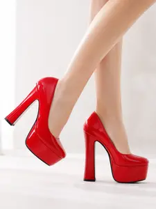 Fashionable Stylish Platform High Heels for Women – Comfortable Chunky Block Heel, Slip-On Pumps, Party & Evening Shoes, Multiple Colors