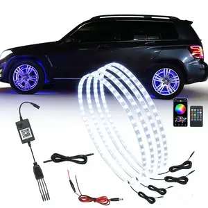 17 Inch Waterproof Car Tire Wheel Lights,APP & Remote Control Hub Lamp Light,Easy to Install,Enhance the Personalized,Perfect for Night Driving,Of-Road,Parties