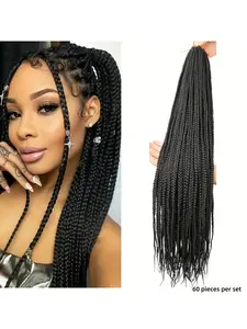60 Pre-Styled Senegalese Twist Braids, Micro Braids for Women, Natural Look, Easy to Maintain, Suitable for All Hair Types and Races, Fashion Accessory