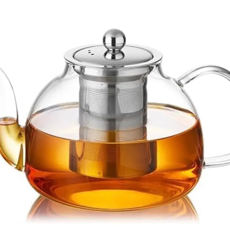DOPUDO 40OZ (1200ML) Glass Teapot with Infuser Stovetop Safe, Clear Glass Tea Pot Kettle, Borosilicate Tea Pot with Infusers Filter for Loose Tea, Tea Kettle Dishwasher Safe.