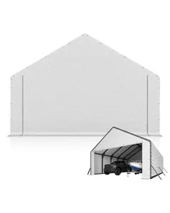 GAOMON Heavy-Duty PE Enclosure Kit (2-Pack) for Metal Carport - 220gsm Roll-Up Zipper Door Panels for 20x25, 20x20 ft, with Ball Bungees, White