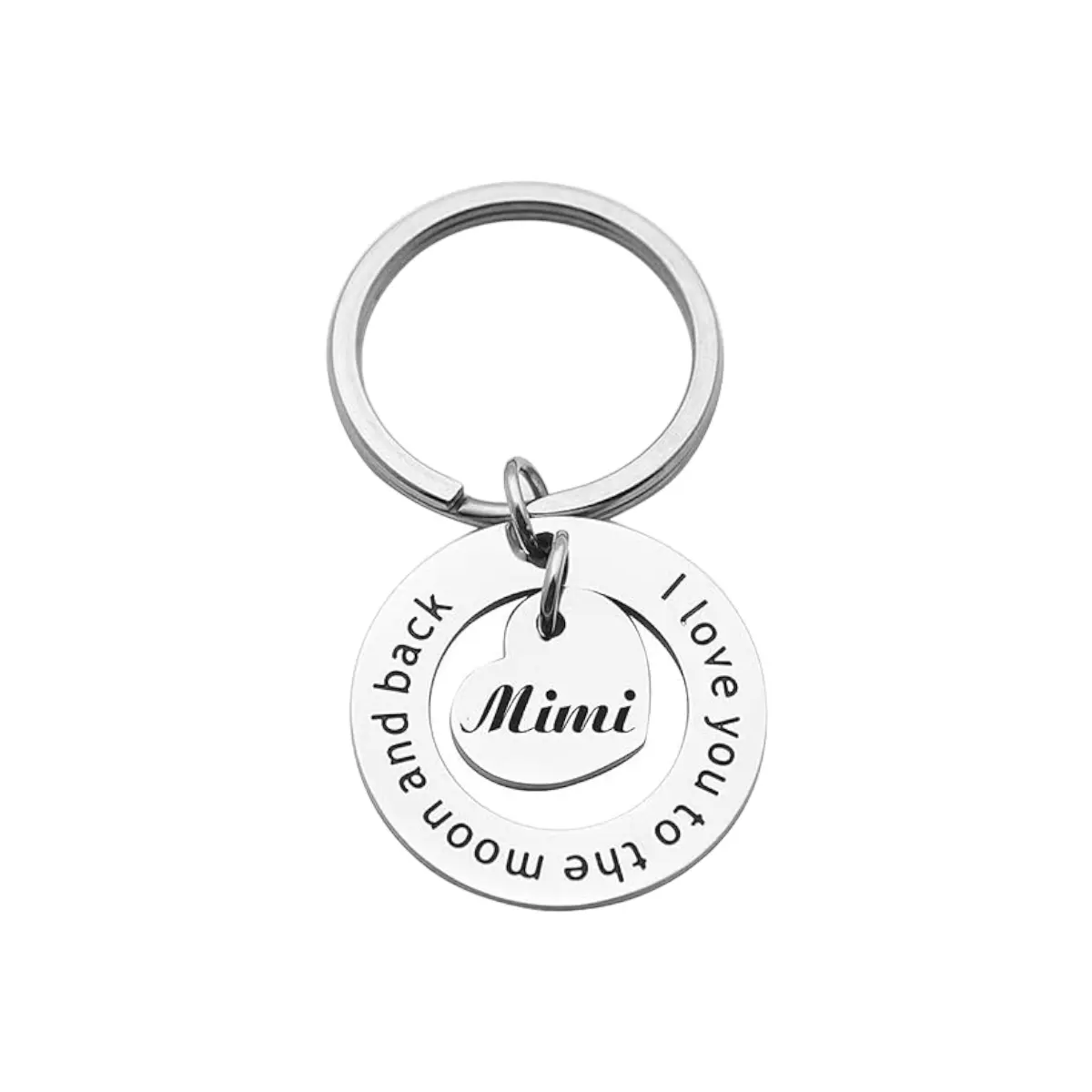 Mimi "I Love You To The Moon and Back" Durable Casual Metal Keychain - 1.18-Inch, C Hook Keyring, Grandma Gifts From Grandson/Granddaughter, Sentimental Fashion Accessory, Commemorative
