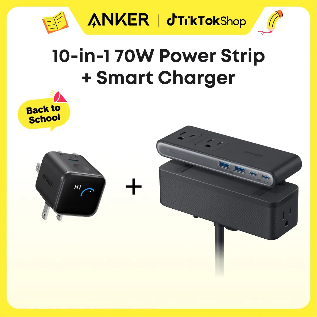 Anker Smart Display Charger, Anker Nano 45W Fast Charging USBC Charger with Smart Recognition, Built-In Care Mode, Compact with 180° Foldable Plug+Anker Nano Power Strip, Desk Clamp with 1500J Surge Protection,5 ft Extension Cord, tiktokshopspr sohochic,