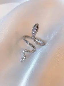 New Trendy Luxurious Snake Ring, Attractive Animal Jewelry, Daily Fashion Accessory, Adjustable Open Design, Gift for Snake Lovers, Adjustable Rings, Statement Ring