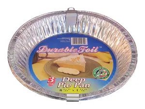 212 MAIN Disposable Heavy Gauge Recyclable Round Deep Dish Aluminium Foil Pie Pan, 8.25x8.25 in, Durable Cookware, Pack of 12, Silver