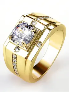 1 Pc Gorgeous Cubic Zirconia Ring Elegant Engagement Ring For Men For Wedding Engagement Anniversary Party Jewelry Valentine's Day Gift