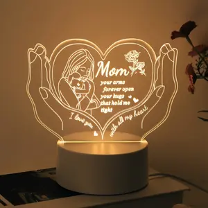Creative Hand-Held Mother Love Night Light, Bedroom Night Light, Home Decoration Lamp, Unique Carved Small Night Lamp, Switch Control Warm Lights, Birthday Gift for Mom, Decorative Night Light, Illuminated Night Light