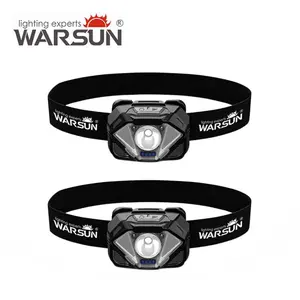 WARSUN Rechargeable Headlamp – 500LM COB LED with Motion Sensor, Type-C Charging, Dual Power, 10H Runtime, Waterproof, for Camping, Work & Emergency