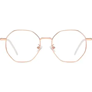 Blue Light Glasses for Women Men  Octagonal Metal  Frame Computer Glasses