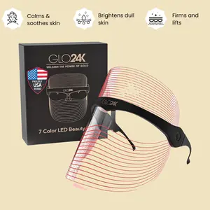 GLO24K 7 Color LED Beauty Mask Rechargeable Lightweight Facial Mask for Radiant Skin Care Travel Friendly Spa-at-Home Experience