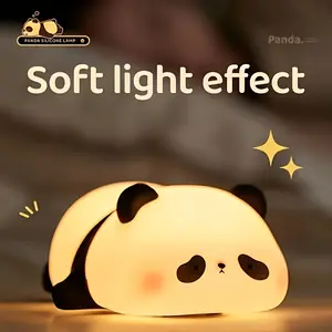 Panda Silicone Lamp Cute Panda Night Light USB Rechargeable Tap Lamp 3 Levels Adjustable Brightness LED Glowing Stress Relief Bedside Lamp Soft Light Effect Outdoor Camping Lantern Room Decoration Birthday Gift
