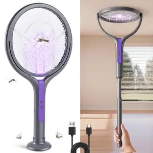 LMMAKE 2800V Rechargeable Electric Fly Swatter & Bug Zapper Racket with UV Light, Telescopic Handle, Safety Mesh – Indoor & Outdoor Household Electronic Insect
