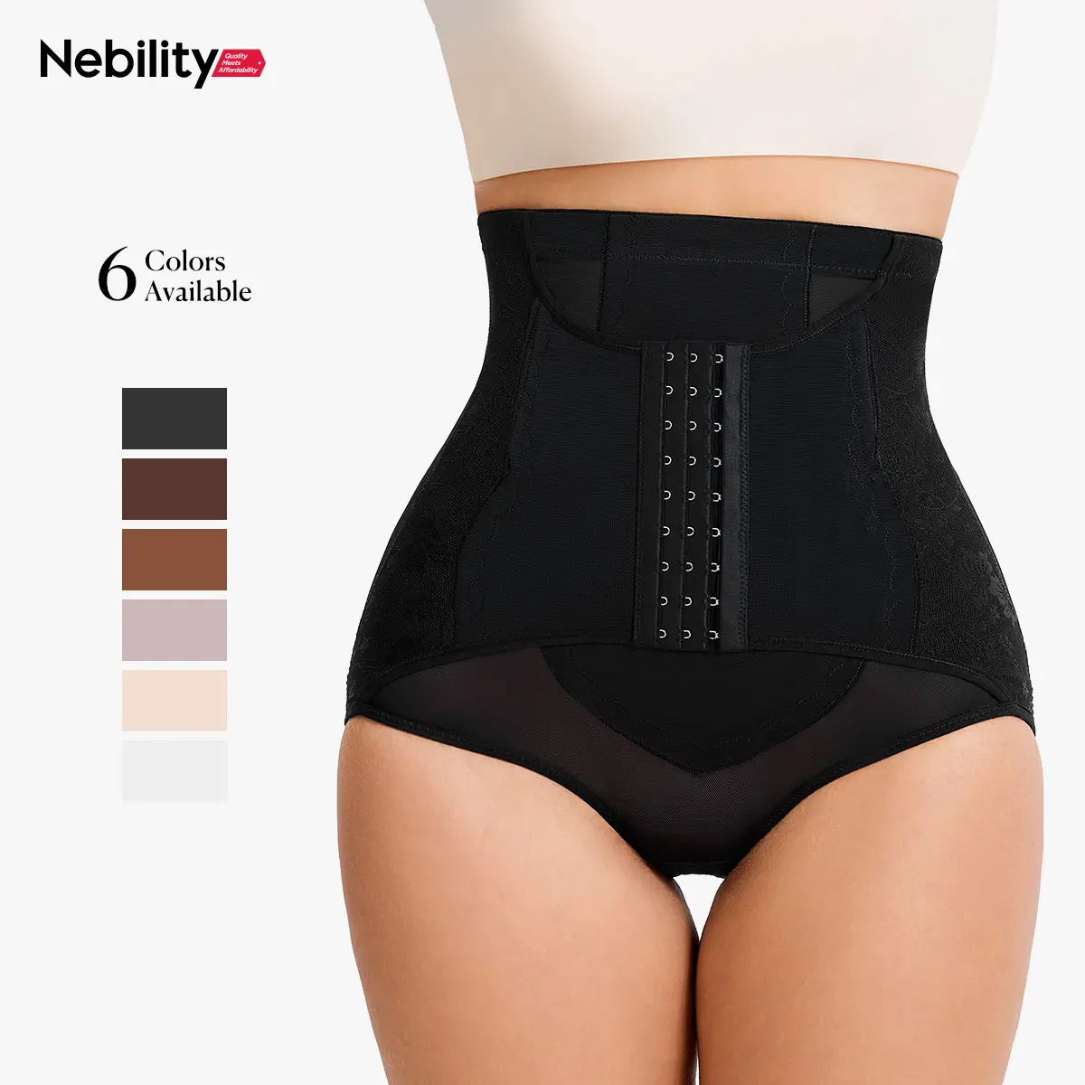 Nebility Women's High Rise Shapewear Panties, Cooling Briefs with Firm Tummy Control and Slimming Compression