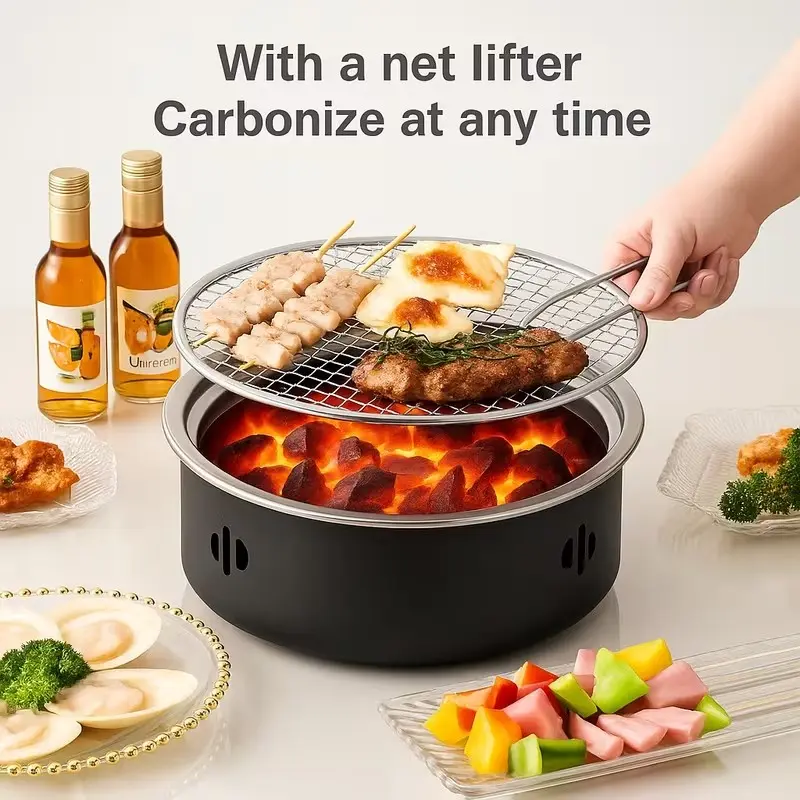 Must-Have Stainless Steel Charcoal Grill Set, Compact Portable Barbecue Stove for Outdoor Camping, Indoor Grilling, Family & Festival Gathering, Outdoor Bbq, Portable Bbqs, Charcoal Bbqs Grills Cooking Bbq Camping