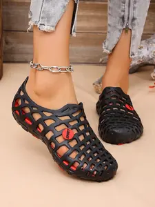 Trendy Summer Outdoor Non-Slip Breathable Sandals, Lightweight Comfortable Beach Shoes, Couple Style Water Sports Flip Flops, Water Footwear