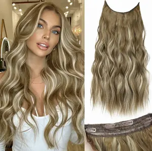 [Plodon] 24/20/16 Inch Lightweight and Comfortable Hair Extension Sheets, Invisible and Seamless, One Sheet with 4 Clips for Secure Fit Without Pulling Hair, Natural-Looking Hair Extensions, Exclusively for Women, A Springtime Must-Have