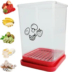 Fruit Slicer Cup-Strawberry, Banana, Mushroom, Grape,Egg-Portable Stainless Steel Slicer with Push Plate, Kitchen Gadget for Salad Making