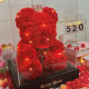 2026 New Artificial Flower Eternal Rose Teddy Bear for Mom Mother's Day Birthday Valentine's Day Anniversary Gifts & Decorations