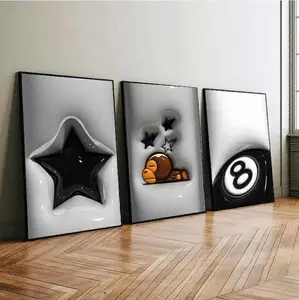 Set Of 3 HypeBeast Room Decor, Hypebast Poster, Cool Wall Art Set, 0 3D Wall Art Bundle, HypeBeast Wall Art, Trendy Wall Art,
