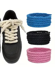 1 Pair, wear-resistant and break-proof Sports Shoelaces in minimalist style. Suitable for sneakers, casual shoes and retro DIY outfits. Made of linen and cotton with woven texture, stylish and bold design. Low-top canvas green shoelaces