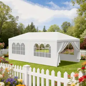 2025 10x20' PE Outdoor Garden Gazebo Tent - 6 Removable Sidewalls, Outdoor Shade Canopy Marquee, Ideal for Backyard Events, Camping