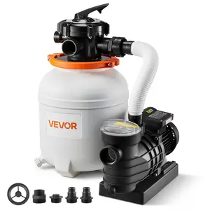 VEVOR 12 in Sand Filter Pump for Above Ground Pool, 0.33 HP 3000 GPH, Swimming Pool Sand Filter Pump with Pre-Assembled Core & Leak-Resistant Design, 6-Way Valve, High-Efficiency Filtration for Pools