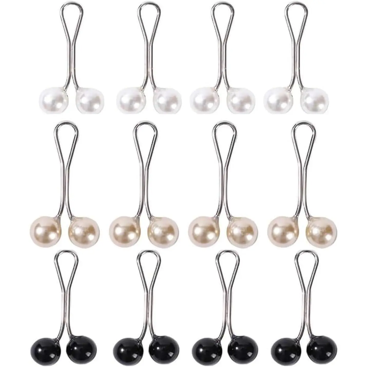 12 count Multicolor Headscarf  Pins Clips U Shape Hijab Scarf Lady Muslim Scarf Shawl Clips Scarf Brooches Pin  Accessories(White and  and Black)