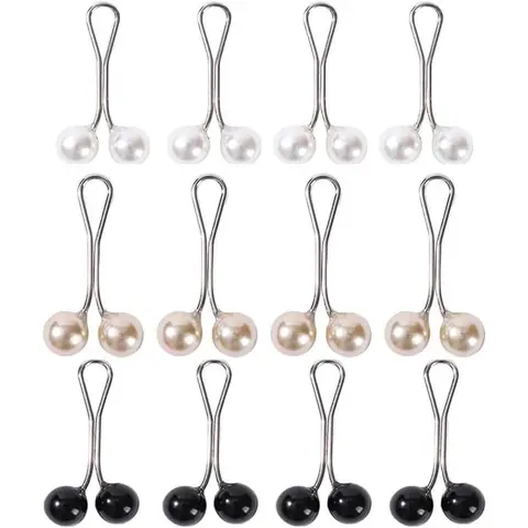 12 count Multicolor Headscarf  Pins Clips U Shape Hijab Scarf Lady Muslim Scarf Shawl Clips Scarf Brooches Pin  Accessories(White and  and Black)