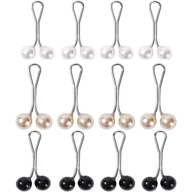 12 count Multicolor Headscarf  Pins Clips U Shape Hijab Scarf Lady Muslim Scarf Shawl Clips Scarf Brooches Pin  Accessories(White and  and Black)