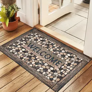 Natural Stone Welcome Mat - All-weather Waterproof and Non-slip Backing, Machine Washable, Suitable for High-traffic Areas