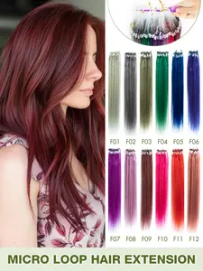 50pcs Micro Loop Hair Extensions, Diy Hair Extensions, Rainbow Color Human Hair, Invisible Pearl Fake Hair, No Tangle, Perfect for Beginners, Parties, Gradient Colors