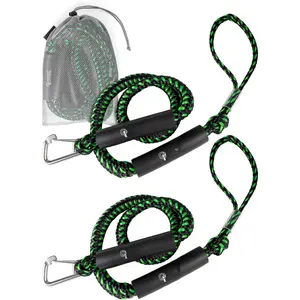 Bungee Dock Line | Marine Rope Boat Dock Lines Make Docking & Boarding Easy for Jetski, Kayak, Pontoon. Boat Accessories Stretch 4'-5.5'. Mooring Boat Rope Absorbs Shock