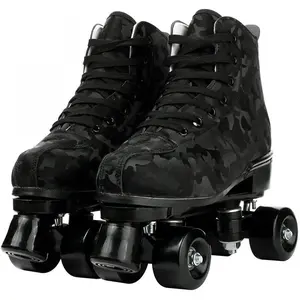Outdoor Roller Skates Women Adult with Light Up Wheels Black Quad Skating for Men Youth Boys Girls