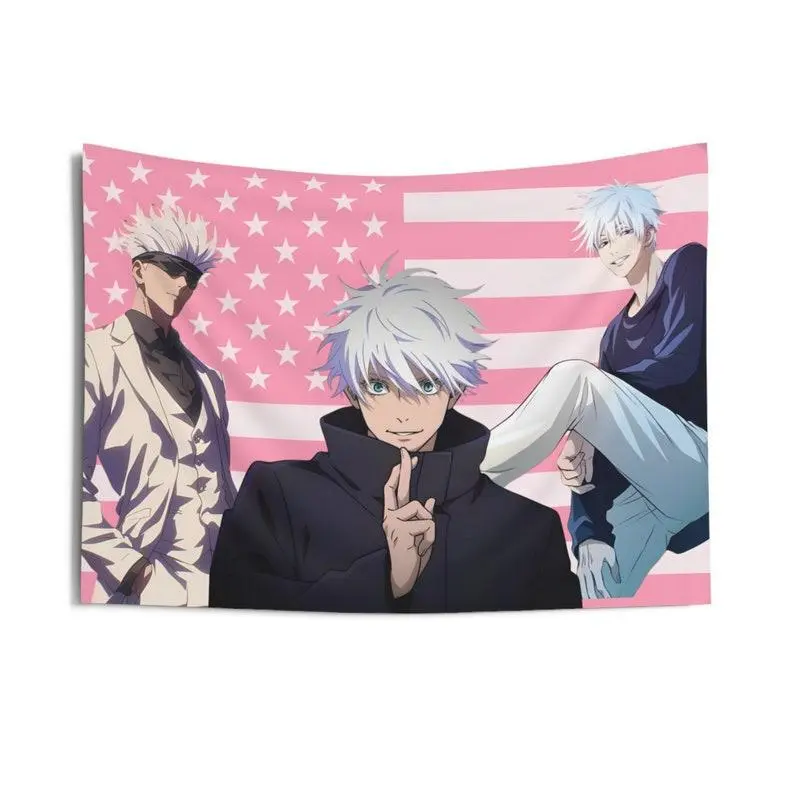 Gojo Satoru Rectangular Polyester Tapestry, Full Print Anime Home Decor Decoration, Hand Wash Cotton Wall Decor for Bedroom, 40x30in(102cmx76cm), Single-Side