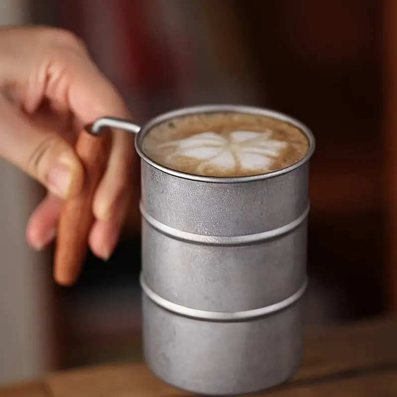 SUS304 Stainless Steel Water Cup Coffee Mug Vintage Industrial Series Outdoor Drinkware Outdoor Camping Cup, Essential Water Cup for Kitchen Outdoor Picnic, Picnic Essentials, Perfect Christmas Holiday Birthday Gift, Available in 12.17oz/16.91oz