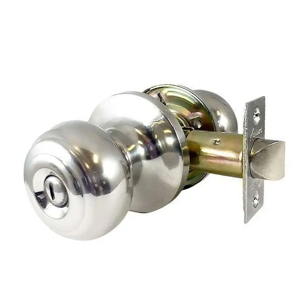 Bright Chrome Privacy Knobset Entry Lock, Model KEL01-BC-PR, with Cylinder, Keys, and Adjustable Backset