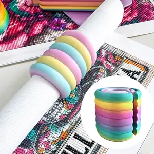 3Pcs Rainbow Diamond Painting Canvas Roller Clips Reusable Anti-Crease Canvas Holder Bands for DIY Diamond Art Storage Organization