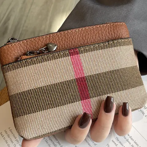Women Double Zipper Casual Trendy Wallet PU Leather Fashion Small Mini Pocket Size Coin Purse Suitable for Travel Gifts