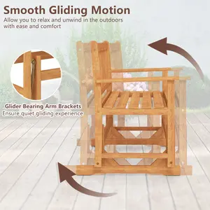 COSTWAY - 2-Person Outdoor Acacia Wood Glider Bench Patio Swing Rocking Loveseat