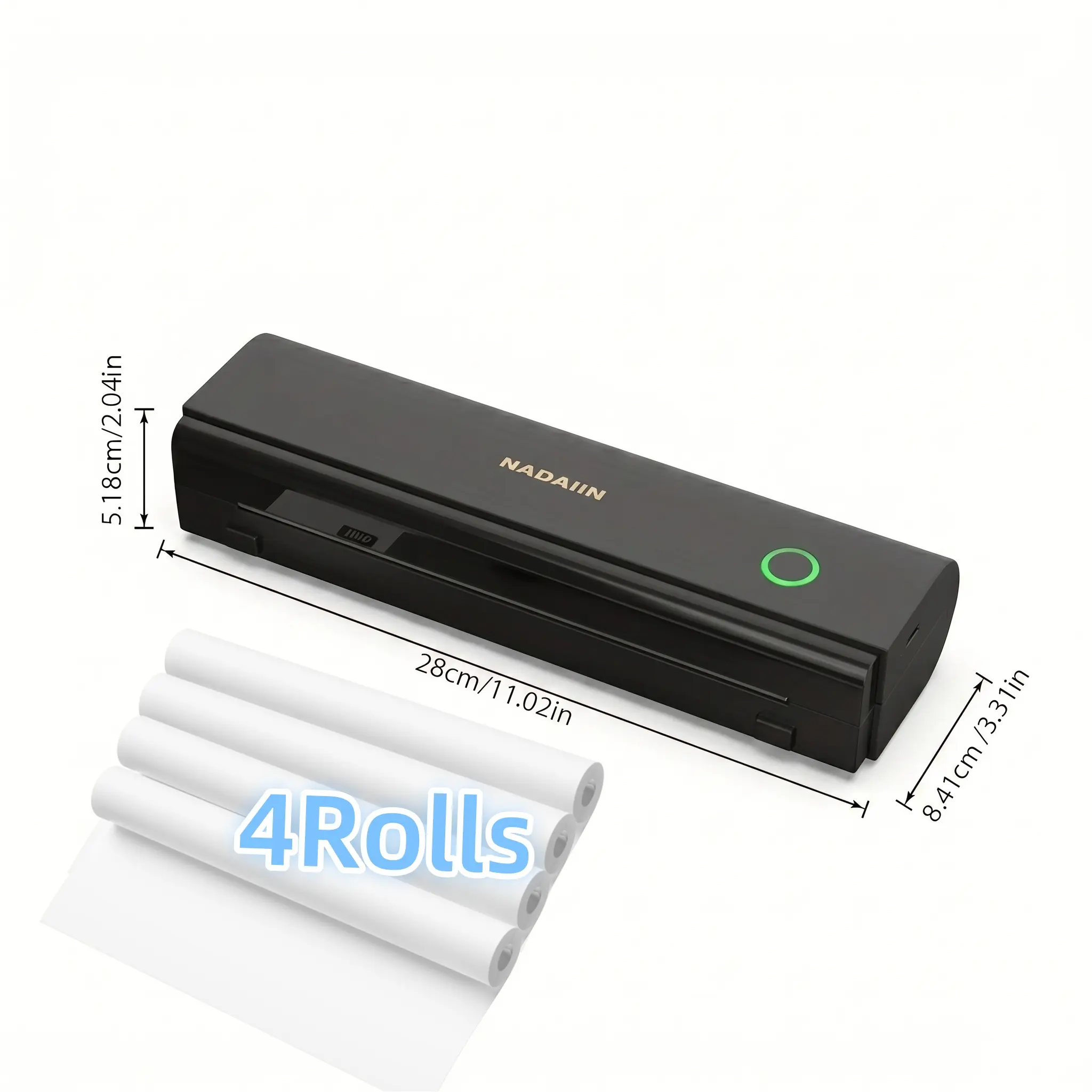 NADAIIN A4 Portable Inkless Thermal Printer with Paper Tray, Wireless Wireless Mobile Printer, Supports 8.5X11 Inch American Letter Paper/A4 Thermal Paper, Compatible with Mobile Phones And Laptops, Suitable for Home, Office, School And Travel