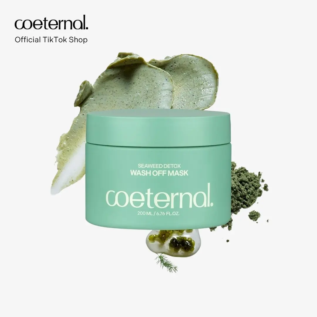 Coeternal Seaweed Detox Wash-Off Mask with Algae11, Kaolin & Bentonite – Cooling Clay Mask for Congested, Oily Skin