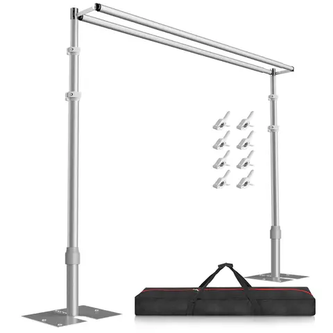 EMART 10x10ft Double or Single Crossbar Pipe and Drape Backdrop Stand Kit, Heavy Duty Backdrop Stand, Adjustable Metal Frame with Flat Base for Wedding Birthday Party Decoration camera  from  tiktok
