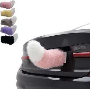 Remote Control Electric Car Tail, Cute Fuzzy Tail Car Decoration, Fuzzy Ornament for Auto Trunk Bumper, Rechargeable Furry Tail with Adjustable Speed,Universal Fit Vehicle Exterior Accessory (Pink)